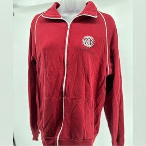 Fort Collins Brewery Zip-Up Sweatshirt - Red with White Piping - Size Medium